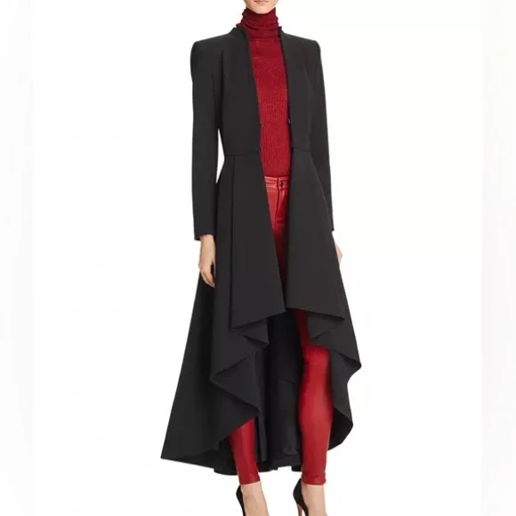ALICE+OLIVIA new Alcina Black High-Low Tailored Pleated Luxury Dress Trench Coat - Picture 17 of 17